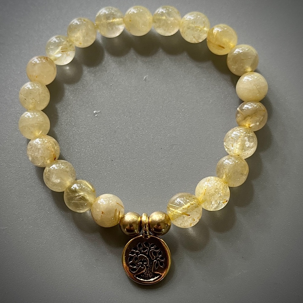 Yellow Selenite Handcrafted Bead Bracelet